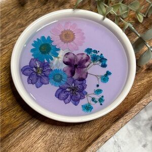 Handmade Purple and Blue Floral Jewelry/Ring Dish
